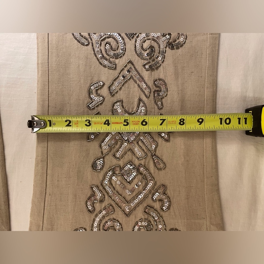 Venus Pants Beaded Linen Blend Bohemian Tan Size 8 - Picture 11 of 16